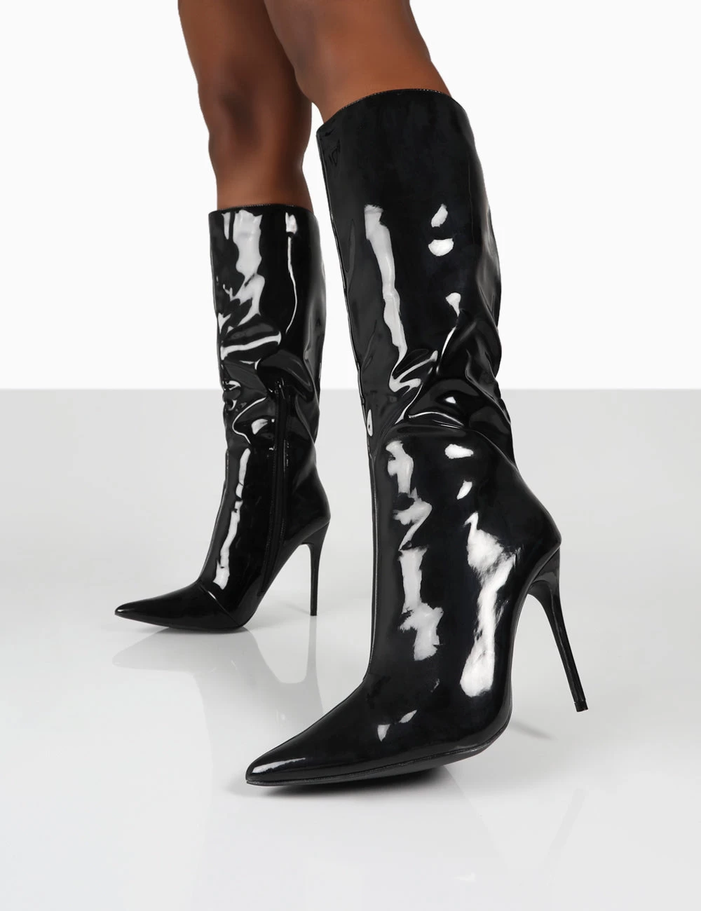 Horizon Wide Fit Black Patent Knee High Boots 2 Horizon Wide Fit Black Patent Knee High Boots - Image 2