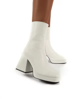Addilyn White Chunky Heel Ankle Boots -Chic Step Shop 0001 IMAGINE WHITE PU3