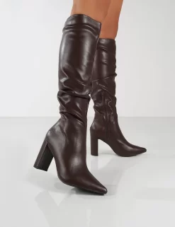 Mine Choc PU Knee High Boots -Chic Step Shop 0001 MINE CHOC PU3
