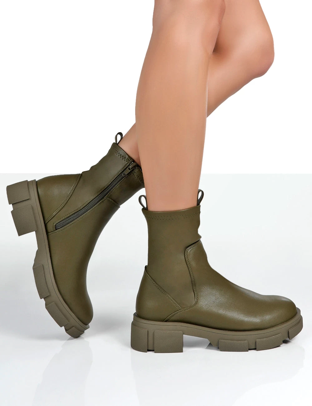 Treat Green Chunky Ankle Boots 3 Treat Green Chunky Ankle Boots - Image 3
