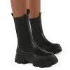 Boston Black Wide Fit Calf High Chunky Sole Boots