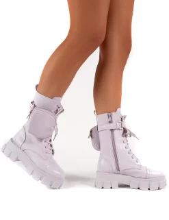 Intention Lilac Wide Fit Chunky Sole Pouch Ankle Boots -Chic Step Shop 0002 INTENTION LILACWF PU 0