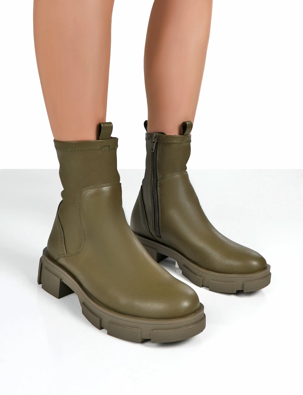 Treat Green Chunky Ankle Boots 1 Treat Green Chunky Ankle Boots