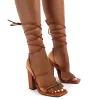 Mollie Tan Pu Wide FIt Lace Up Block Heels