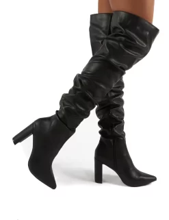 Theirs Black Wide Fit PU Over The Knee Boots -Chic Step Shop 0004 THEIRS BLK PU 1aafda37 1ed8 4c41 ac7a fedd3532e23b