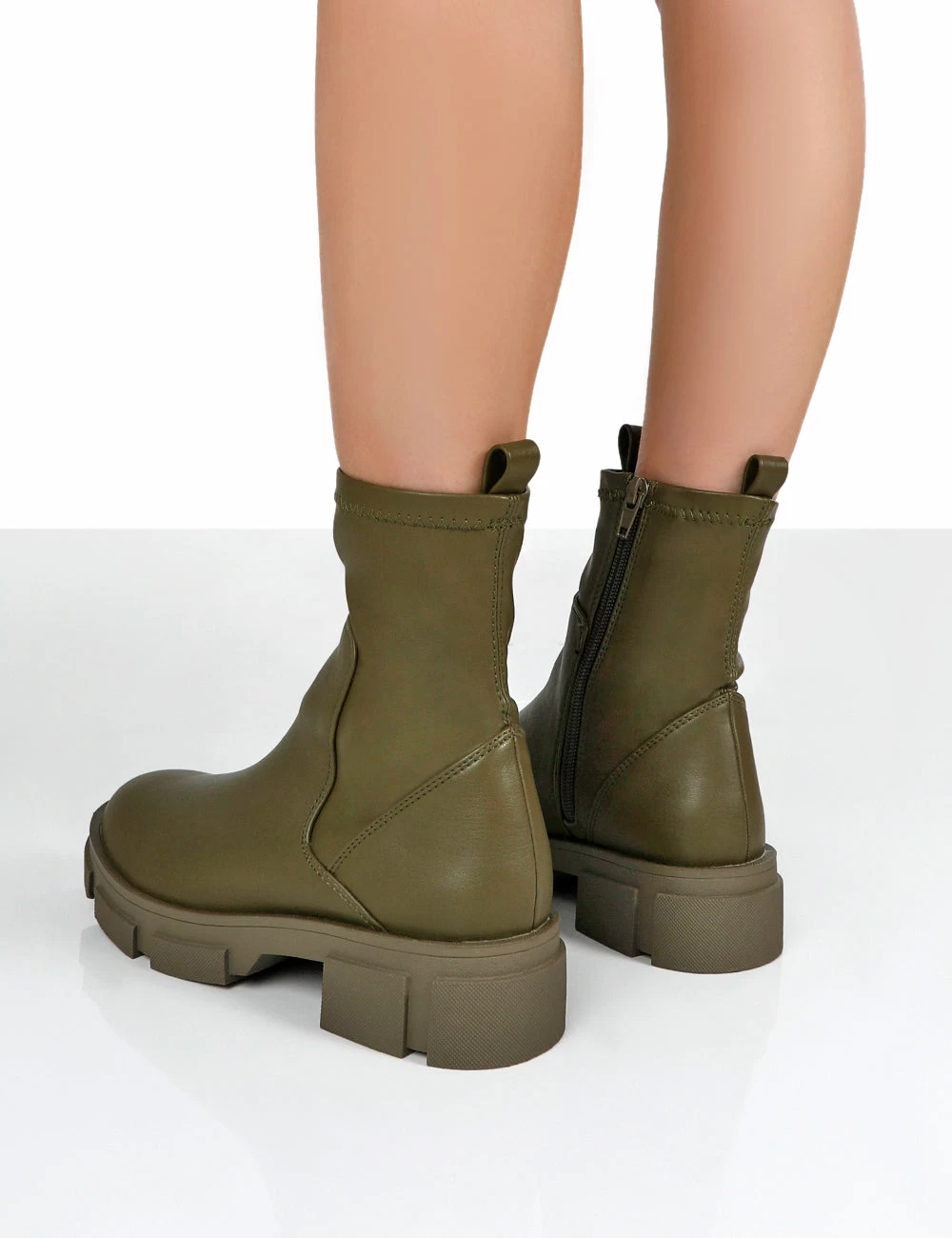 Treat Green Chunky Ankle Boots 2 Treat Green Chunky Ankle Boots - Image 2