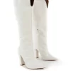 Slow White Snake Wide Fit Knee High Block Heel Boots