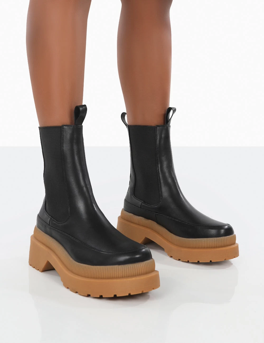 Rise Black Chunky Rubber Sole Chelsea Boots 1 Rise Black Chunky Rubber Sole Chelsea Boots