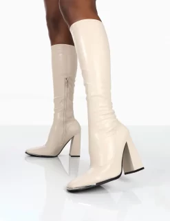 Caryn Stone Pu Wide Fit Knee High Heeled Boot -Chic Step Shop 0015 16a1c342 ef81 47c0 a88f e35a7a42a465
