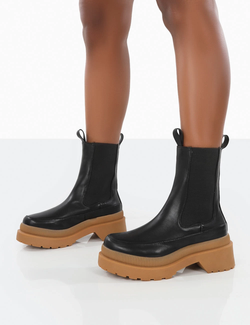 Rise Black Chunky Rubber Sole Chelsea Boots 3 Rise Black Chunky Rubber Sole Chelsea Boots - Image 3