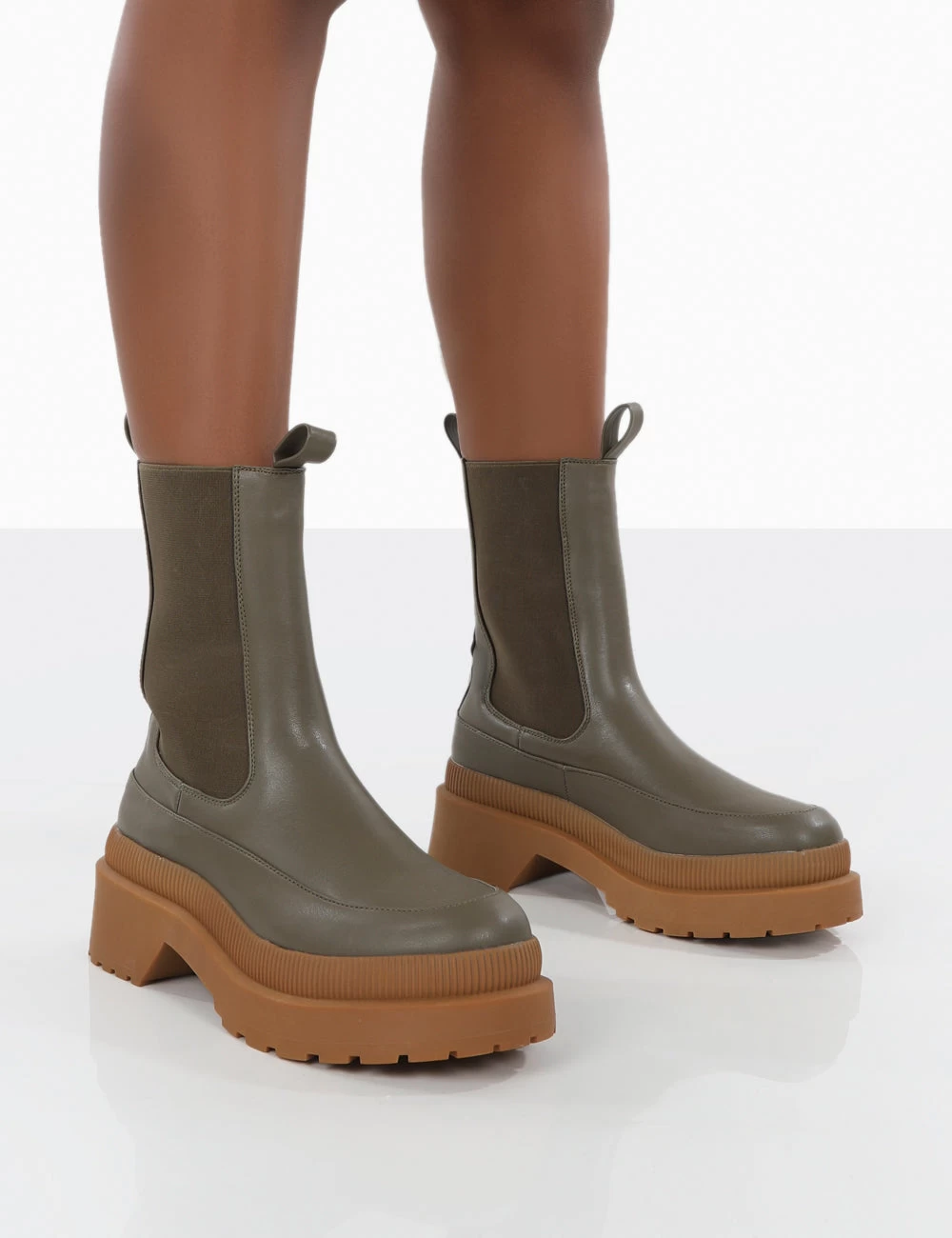 Rise Khaki Platform Chunky Rubber Sole Chelsea Boots 1 Rise Khaki Platform Chunky Rubber Sole Chelsea Boots