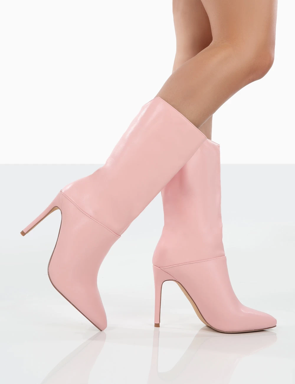 Lisel Pink PU Pointed Toe Stiletto Heeled Ankle Boots 4 Lisel Pink PU Pointed Toe Stiletto Heeled Ankle Boots - Image 4