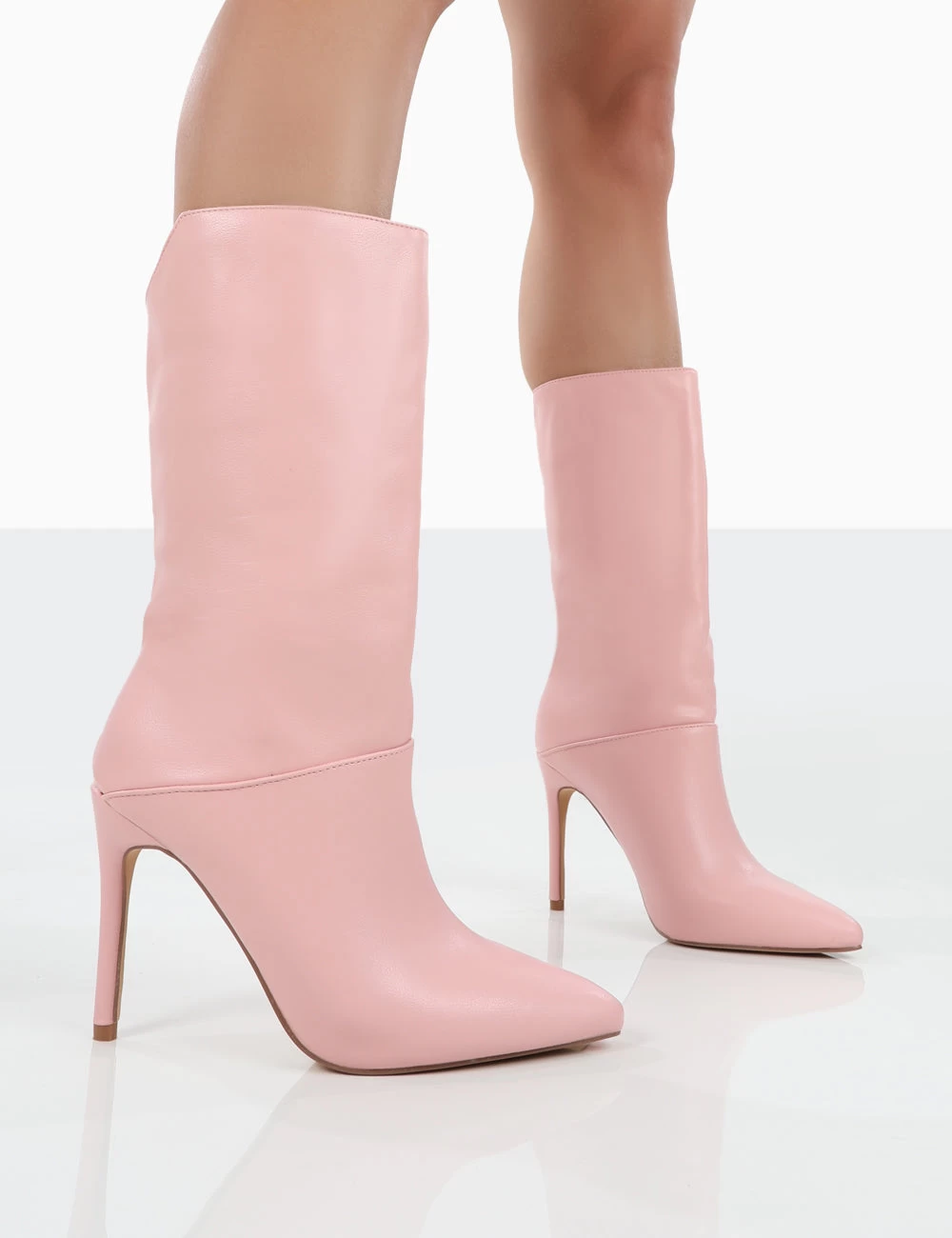 Lisel Pink PU Pointed Toe Stiletto Heeled Ankle Boots 1 Lisel Pink PU Pointed Toe Stiletto Heeled Ankle Boots