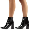 Empire Wide Fit Black Patent Pointed Toe Ankle Boots
