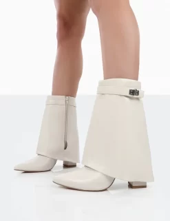 Fyre Wide Fit Ecru Pointed Toe Block Heeled Ankle Boots -Chic Step Shop 0036 efe3e906 36fb 45cf 80ad 01ae0bdd7325
