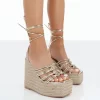 Chakkra Gold PU High Heeled Sandal Espadrilles Wedges