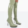 Jenine Green Patent Over The Knee Stiletto Heeled Boots
