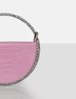 The Alessia Baby Pink Croc Circle Diamante Mini Handbag 5 The Alessia Baby Pink Croc Circle Diamante Mini Handbag -Chic Step Shop 0063 f25f566d d205 4c72 88bd 6fc409c14cef