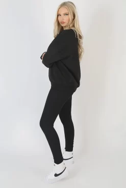 Michigan Embroidered Slogan Oversized Sweatshirt Black 6 Michigan Embroidered Slogan Oversized Sweatshirt Black -Chic Step Shop 02.02 434copy