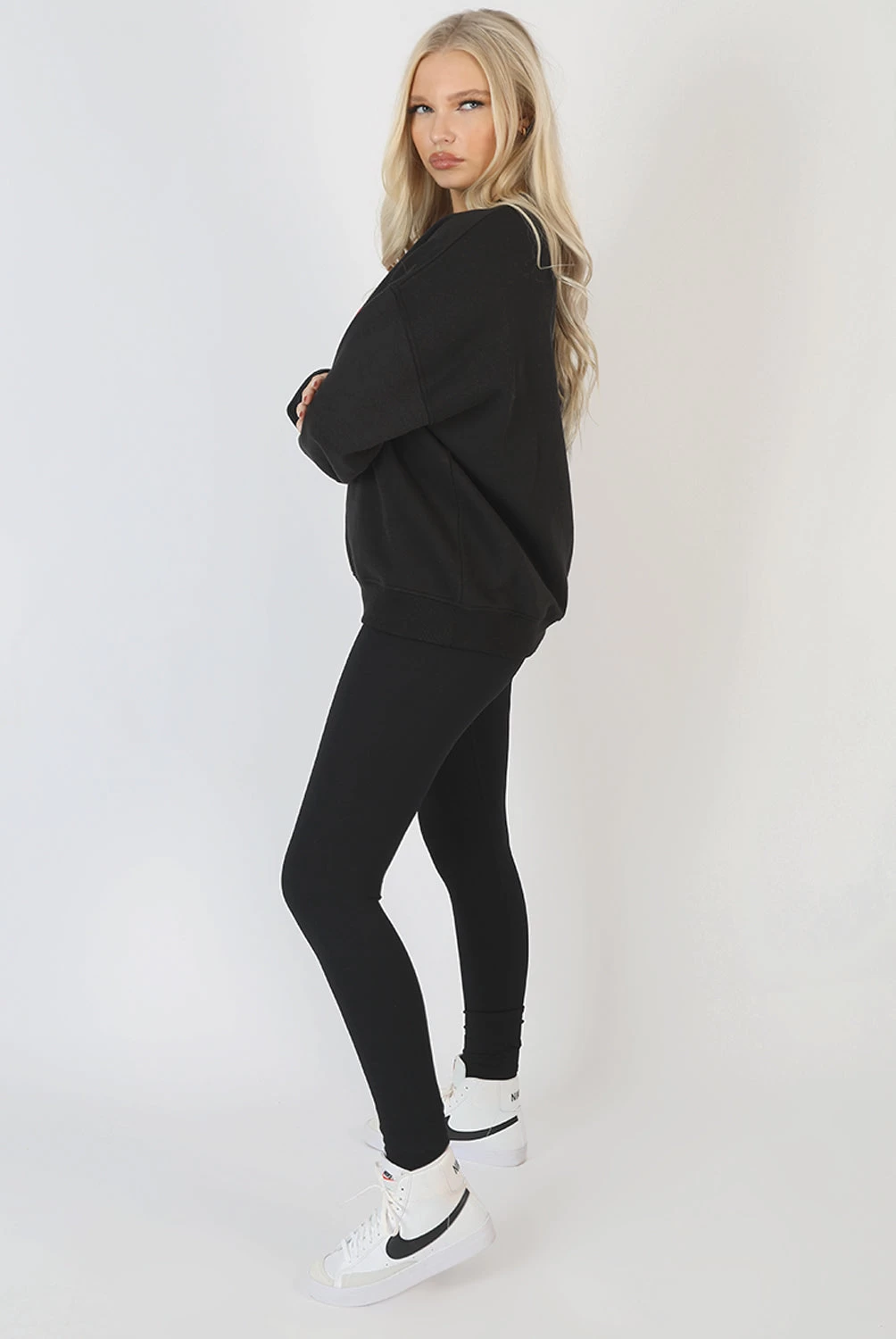 Michigan Embroidered Slogan Oversized Sweatshirt Black 3 Michigan Embroidered Slogan Oversized Sweatshirt Black - Image 3