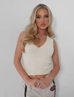 Public Desire V Front Knitted Top Beige -Chic Step Shop 05.07rebekah1549 scaled