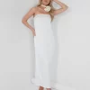Bandeau Satin Maxi Dress Oyster