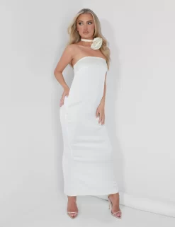 Bandeau Satin Maxi Dress Oyster -Chic Step Shop 05.07rebekah1645 scaled