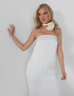 Bandeau Satin Maxi Dress Oyster -Chic Step Shop 05.07rebekah1647 scaled