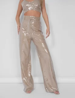 Wide Leg Sequin Trousers Nude -Chic Step Shop 05.07rebekah1801 scaled