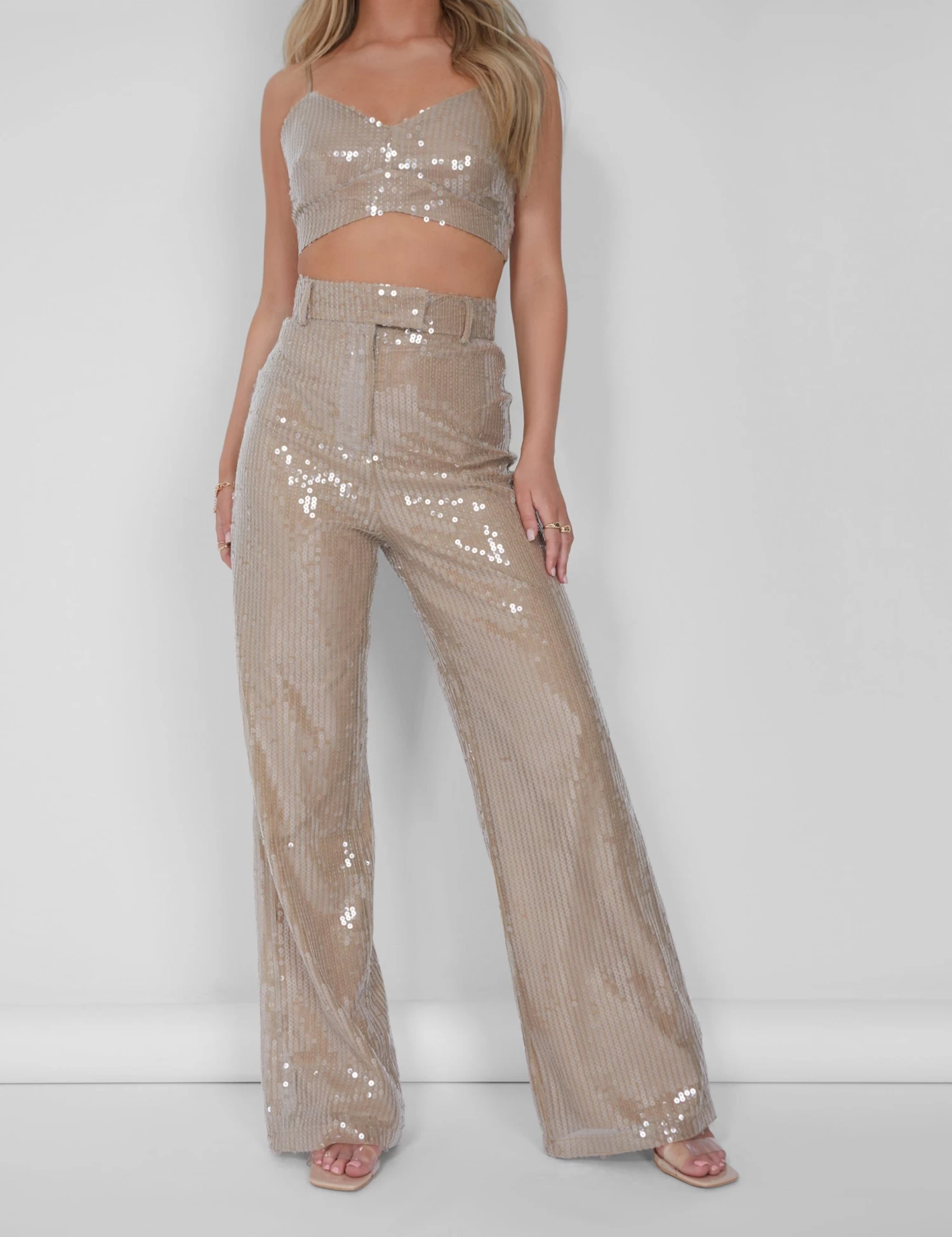 Sequin Bralet Crop Top Nude 11 Sequin Bralet Crop Top Nude - Image 11