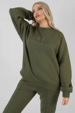 Oversized Embroidered Sweatshirt Khaki -Chic Step Shop 07.01 147