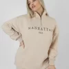 Manhattan Half Zip Pullover Sweatshirt Stone