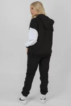 Varsity Contrast Sleeve Hoodie Black -Chic Step Shop 07.01 749