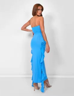 Bandeau Ruffle Detail Midi Dress Blue -Chic Step Shop 08.06annabel0142 scaled