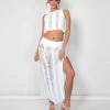 Ladder Detail Maxi Skirt White