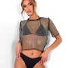 Diamante Mesh T-shirt Black