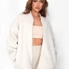 Borg Oversized Bomber Jacket Cream