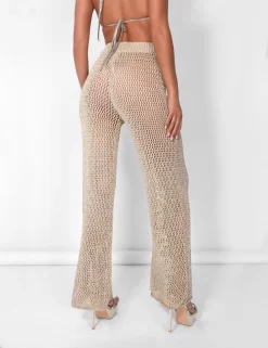 Crochet Beach Trousers High Waisted Wide Leg Metallic Thread Gold 9 Crochet Beach Trousers High Waisted Wide Leg Metallic Thread Gold -Chic Step Shop 08.06annabel0754copy2 scaled