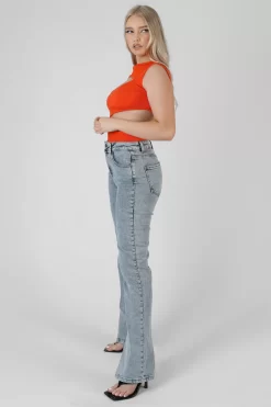 Asymmetric Cut Away Bodysuit Orange -Chic Step Shop 08.11 459