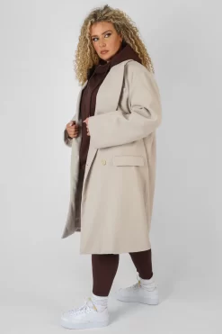 Curve Longline Oversized Wool Coat Stone -Chic Step Shop 08.12.21 1316