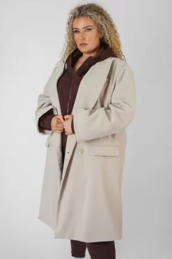 Curve Longline Oversized Wool Coat Stone -Chic Step Shop 08.12.21 1329