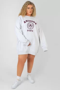 Curve Arizona Graphic Sweat Dress Oatmeal Marl -Chic Step Shop 08.12.21 324