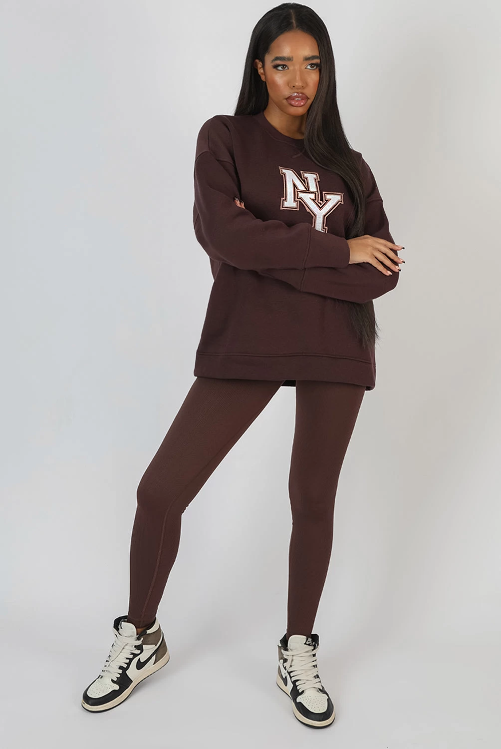 Ny Oversized Sweatshirt Chocolate 2 Ny Oversized Sweatshirt Chocolate - Image 2