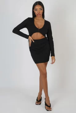U-Bar Trim Mini Dress Black -Chic Step Shop 09.02 826