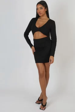 U-Bar Trim Mini Dress Black -Chic Step Shop 09.02 844