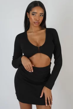 U-Bar Trim Mini Dress Black -Chic Step Shop 09.02 870