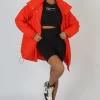 High Neck Puffer Jacket Orange