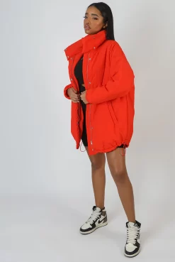 High Neck Puffer Jacket Orange -Chic Step Shop 09.02 889