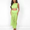 Ladder Detail Maxi Skirt Green