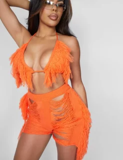 Fringe Shorts Orange -Chic Step Shop 09.06carmen1593 scaled